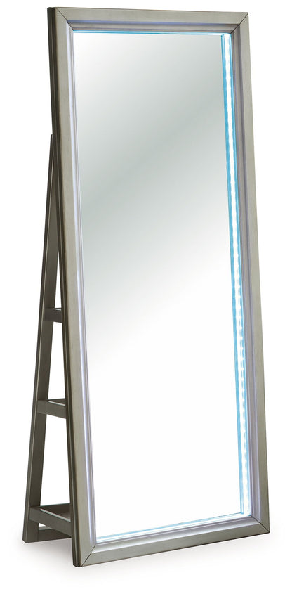 Evesen - Champagne - Floor Standing Mirror With Storage - Hornell Furniture Outlet