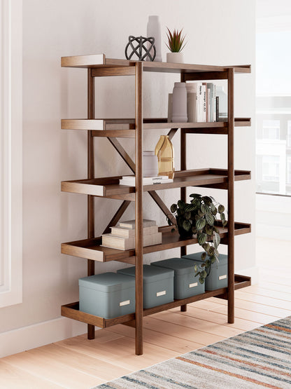Lyncott - Brown - 3 Pc. - Home Office Desk, Chair, Bookcase - Hornell Furniture Outlet