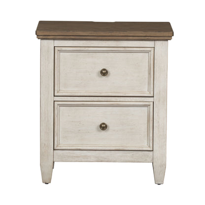 Heartland - 2 Drawer Nightstand With Charging Station - White - Hornell Furniture Outlet