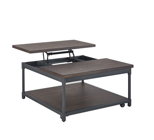 Prescott - Lift - Top Square Cocktail Table - Brown - Hornell Furniture Outlet
