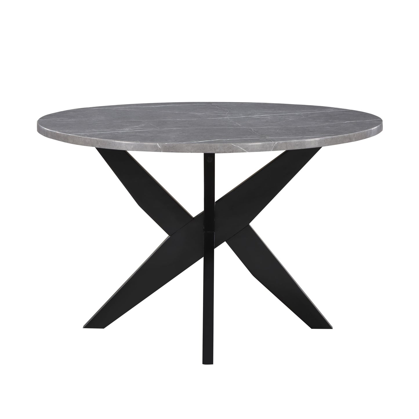 Amy - Round Faux - Marble Dining Table - Gray - Hornell Furniture Outlet