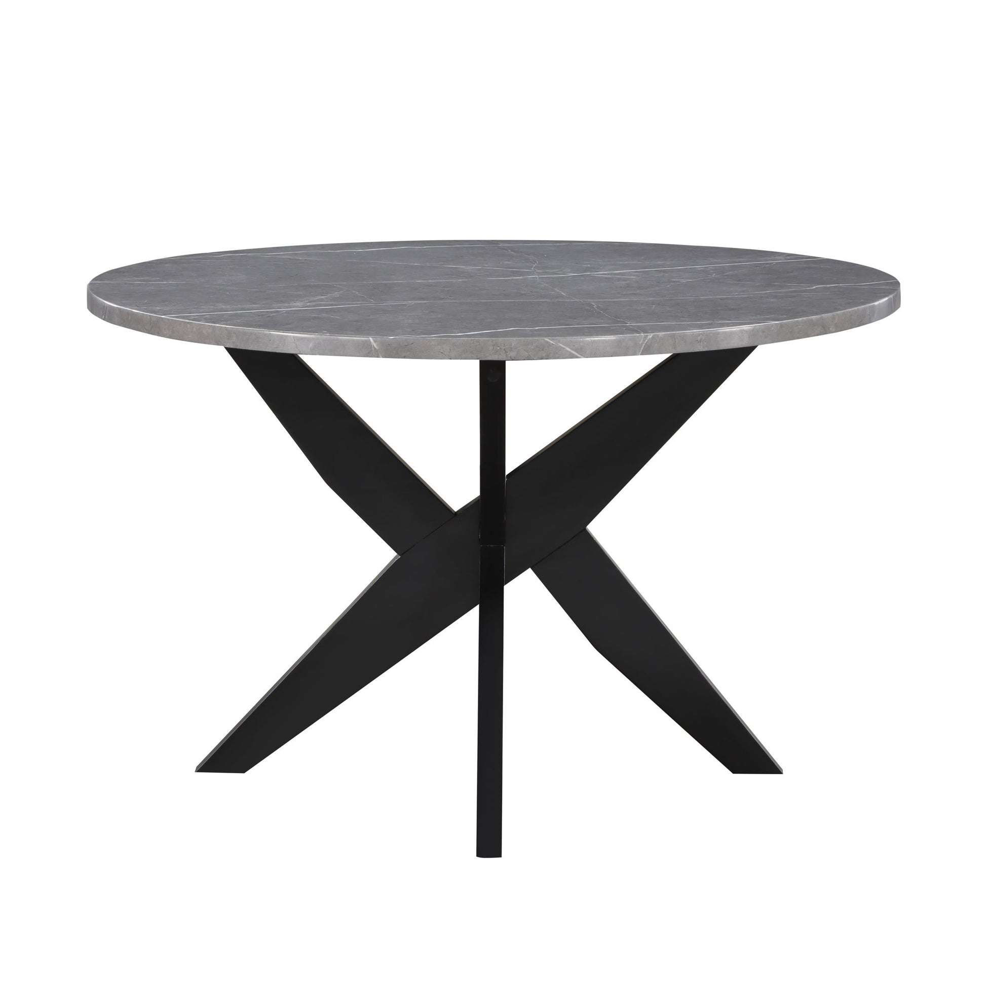 Amy - Round Faux - Marble Dining Table - Gray - Hornell Furniture Outlet