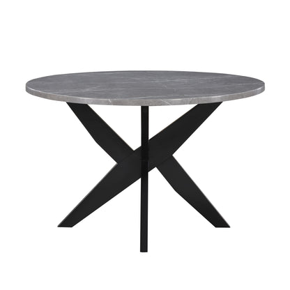 Amy - Round Faux - Marble Dining Table - Gray - Hornell Furniture Outlet