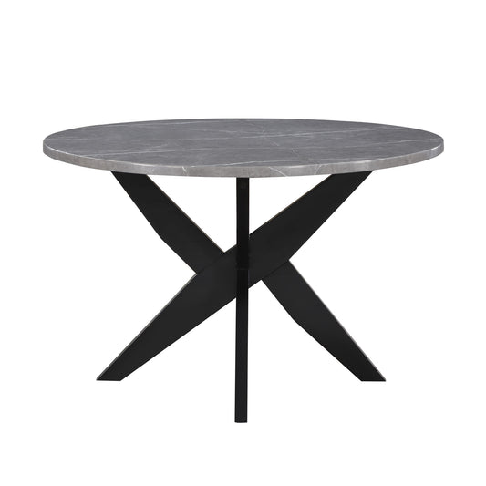 Amy - Round Faux - Marble Dining Table - Gray - Hornell Furniture Outlet
