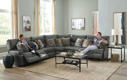 Como - 5 Piece Italian Leather Match Reclining Sectional - Hornell Furniture Outlet