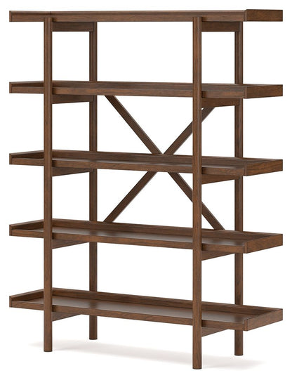 Lyncott - 3 Pc. - Home Office Desk, Chair, Bookcase - Brown - Hornell Furniture Outlet