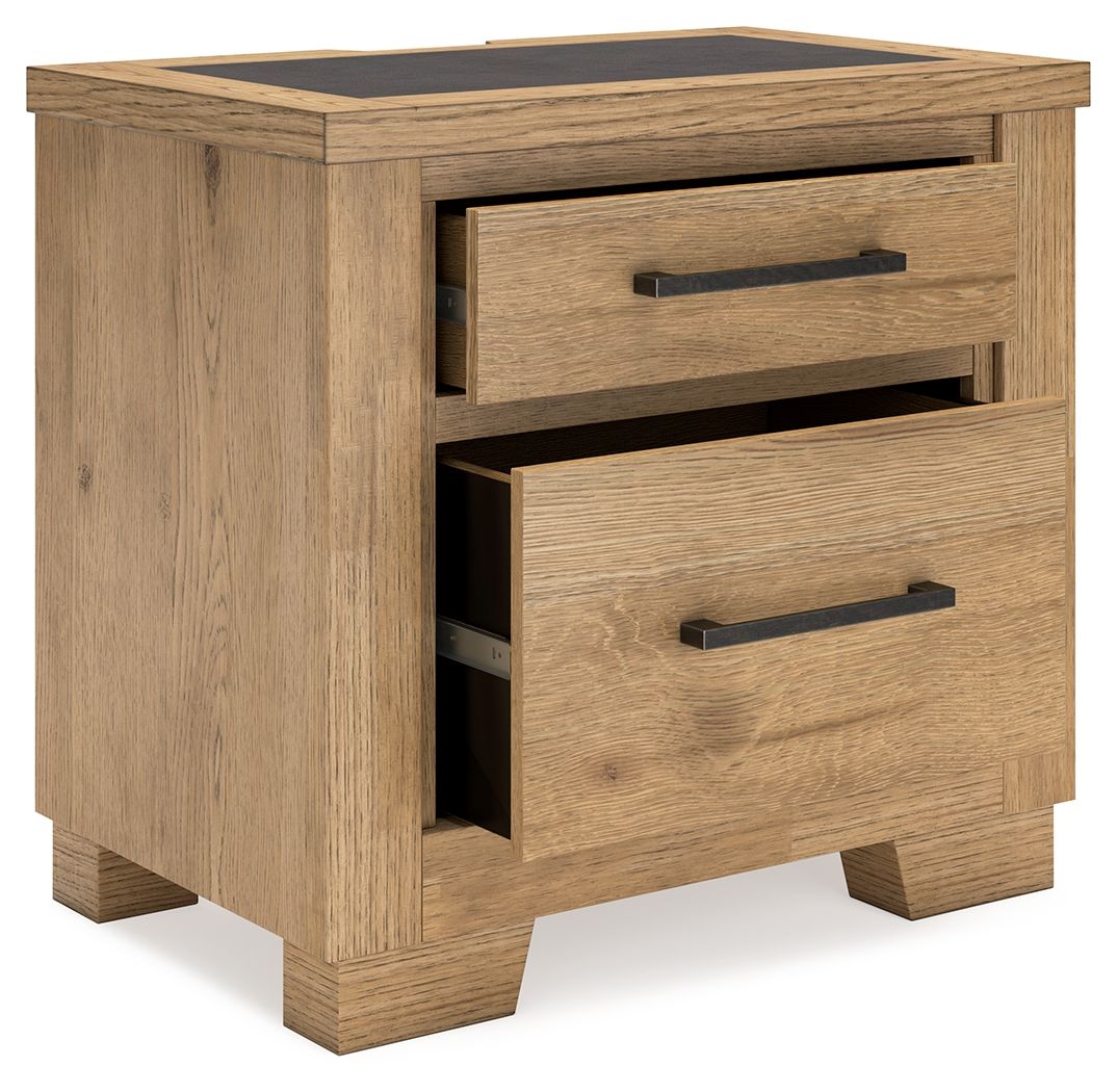 Galliden - Light Brown - Two Drawer Night Stand - Hornell Furniture Outlet