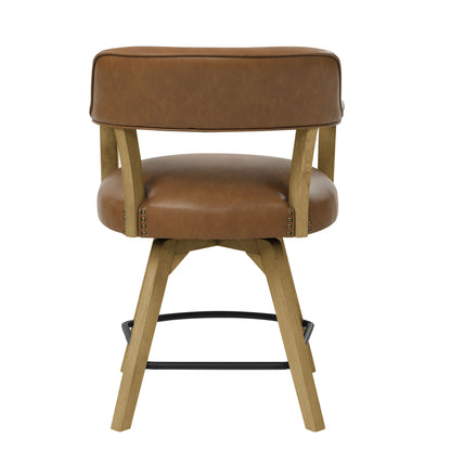 Rylie - Swivel Vegan Leather Counter Chair - Camel - Hornell Furniture Outlet