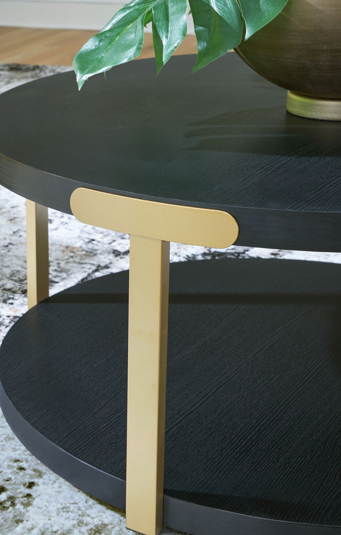 Shylore - Black / Brass Finish - Occasional Table Set (Set of 3) - Hornell Furniture Outlet
