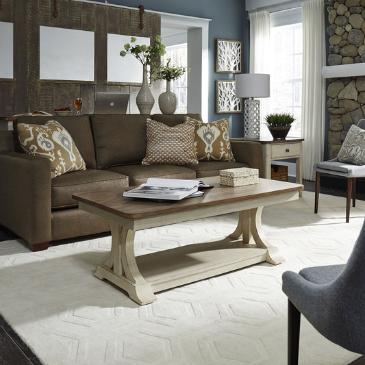 Farmhouse Reimagined - 3 Piece Table Set (1 Cocktail 2 End Tables) - White - Hornell Furniture Outlet