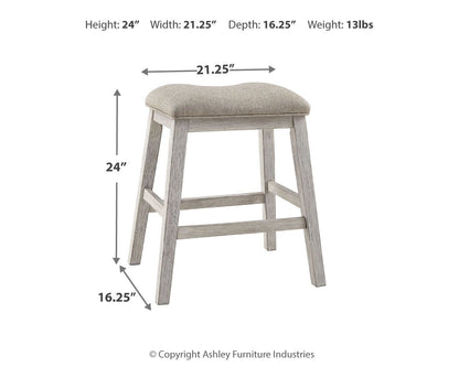 Skempton - Upholstered Stool (Set of 2) - White - Hornell Furniture Outlet