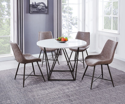 Ramona - Marble Top Round Dining Table - White - Hornell Furniture Outlet