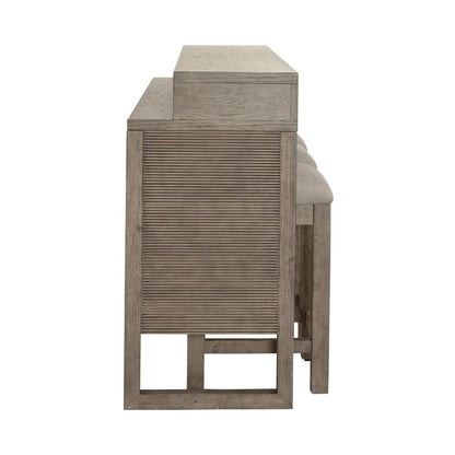 Bartlett Field - 4 Piece Living Room Set (Console Bar Table & 3 Console Stools) - Gray - Hornell Furniture Outlet