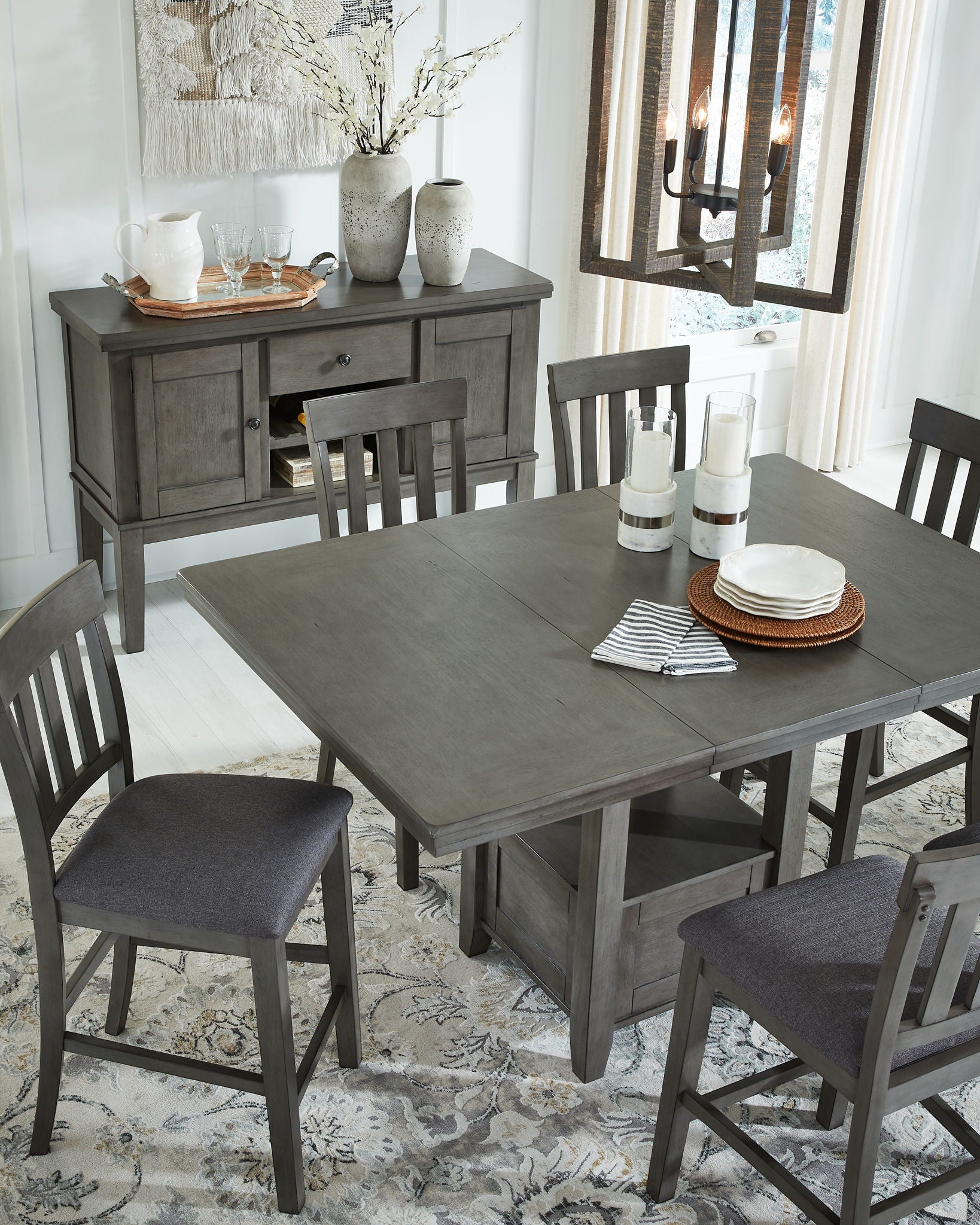 Hallanden - Gray - Rectangular Dining Room Counter Extension Table - Hornell Furniture Outlet