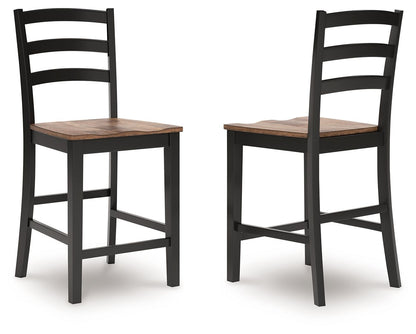 Wildenauer - Brown / Black - Barstool (Set of 2) - Hornell Furniture Outlet