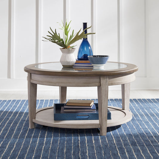 Heartland - Round Ceiling Tile Cocktail Table - White - Hornell Furniture Outlet
