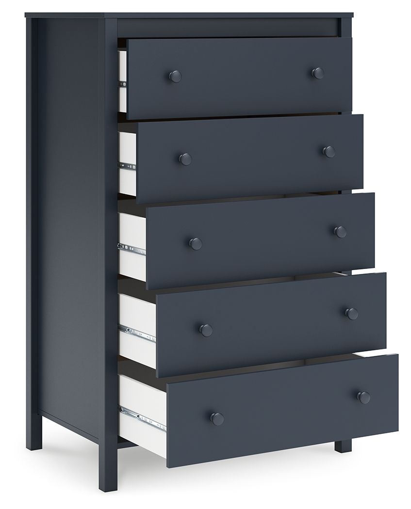 Simmenfort - Navy Blue - Five Drawer Chest - Hornell Furniture Outlet