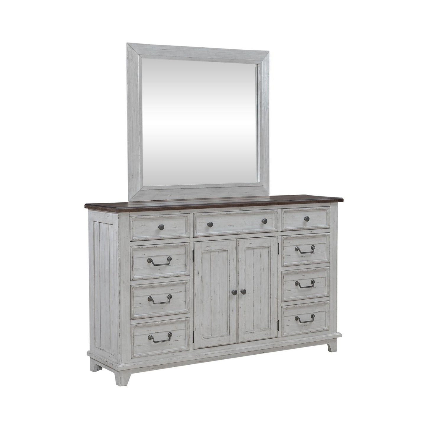 River Place - Dresser & Mirror - White - Hornell Furniture Outlet