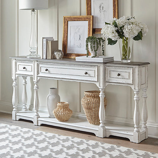 Magnolia Manor - 3 Drawer Hall Console Table - White - Hornell Furniture Outlet