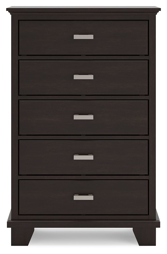 Covetown - Dark Brown - Five Drawer Chest - Hornell Furniture Outlet