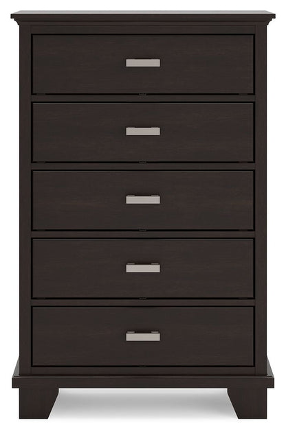 Covetown - Dark Brown - Five Drawer Chest - Hornell Furniture Outlet