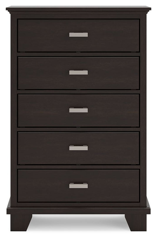 Covetown - Dark Brown - Five Drawer Chest - Hornell Furniture Outlet