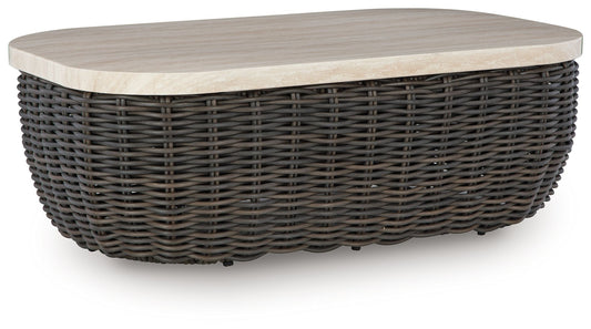 Kimora - Beige / Dark Brown - Rectangular Cocktail Table - Hornell Furniture Outlet