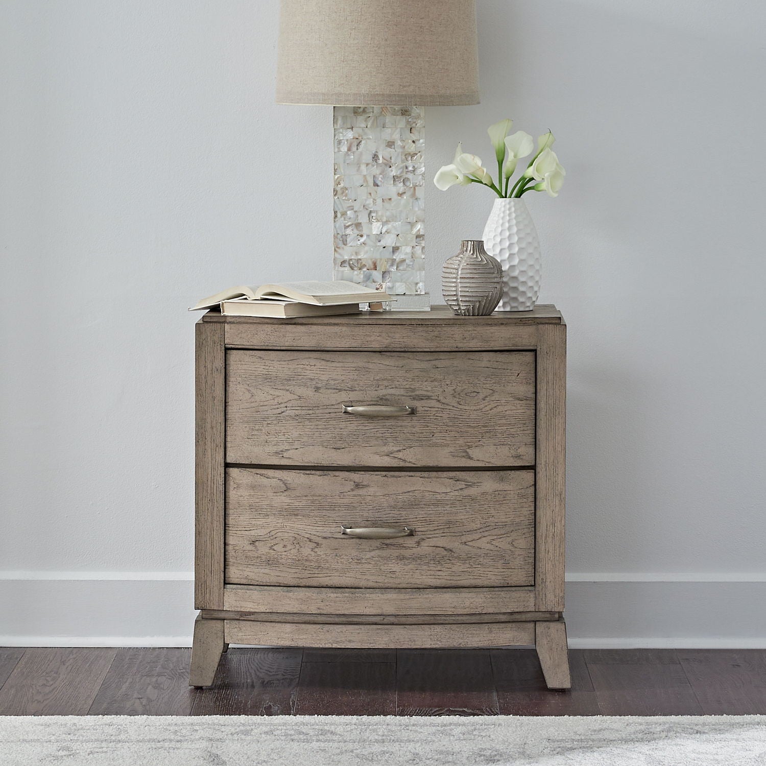 Avalon - Nightstand With Charging Station - Burnished Beige - Hornell Furniture Outlet