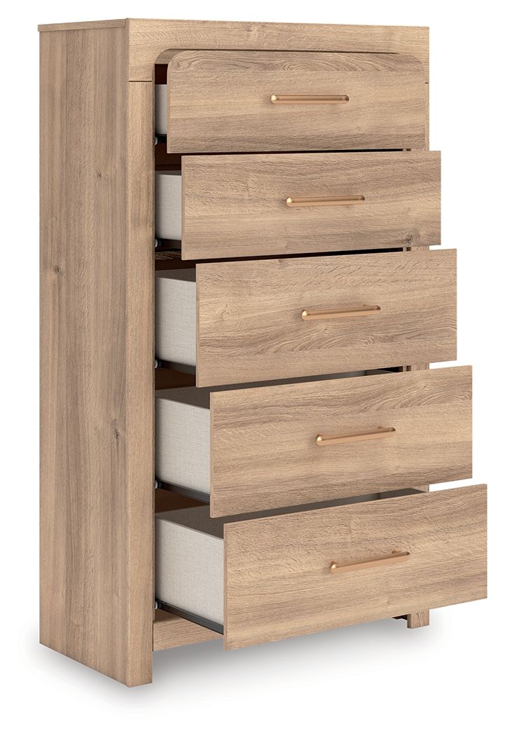 Kinlanni - Five Drawer Chest - Tan - Hornell Furniture Outlet