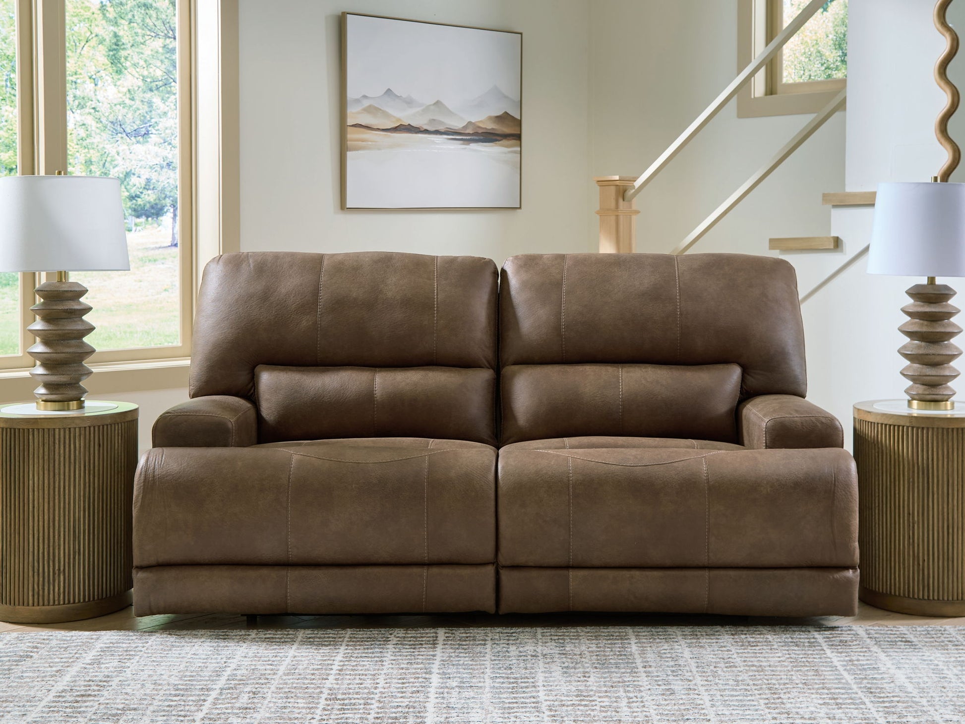 Beckley Place - Earth - 2 Seat Power Reclining Sofa With Adjustable Headrest - Hornell Furniture Outlet