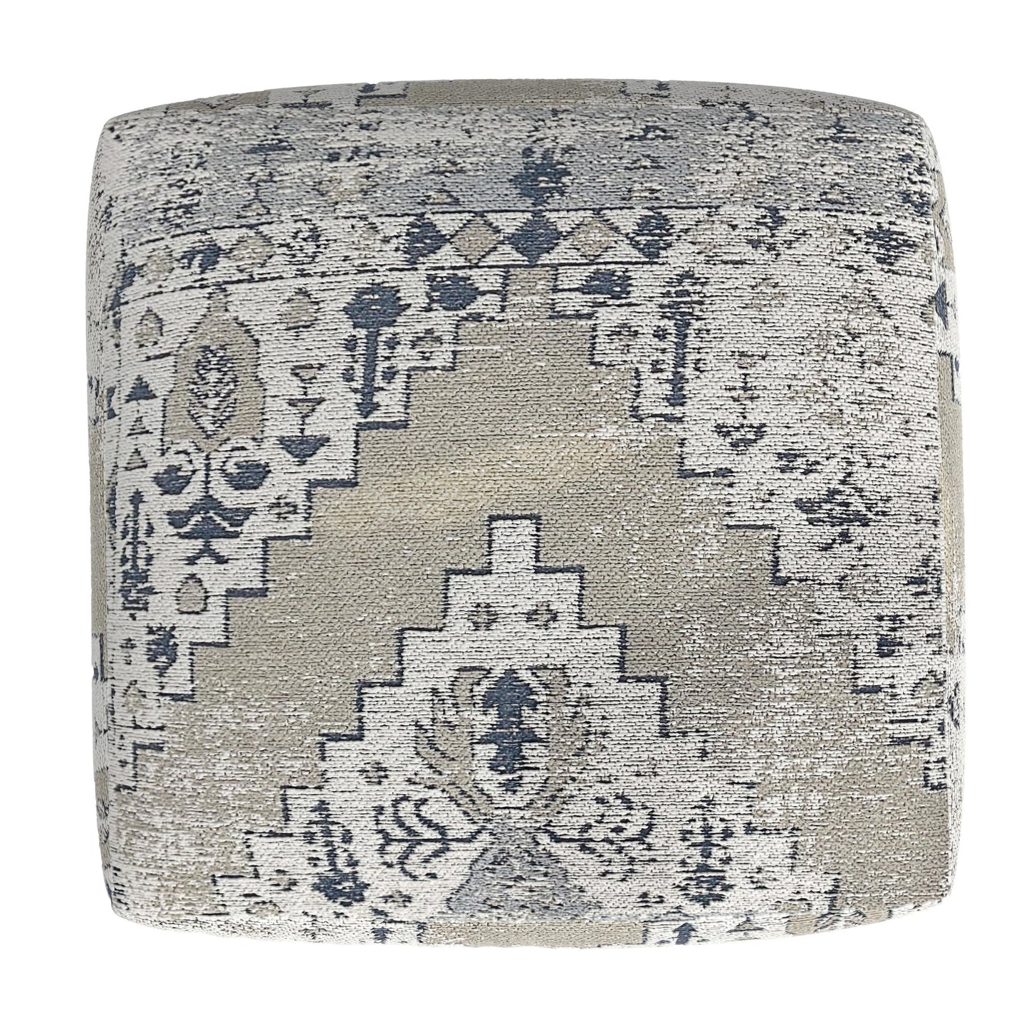 Kira - Jacquard Woven Pouf - Green - Hornell Furniture Outlet