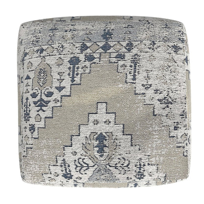 Kira - Jacquard Woven Pouf - Green - Hornell Furniture Outlet