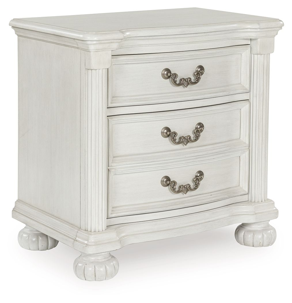 Montelaine - Antique White - Three Drawer Night Stand - Hornell Furniture Outlet