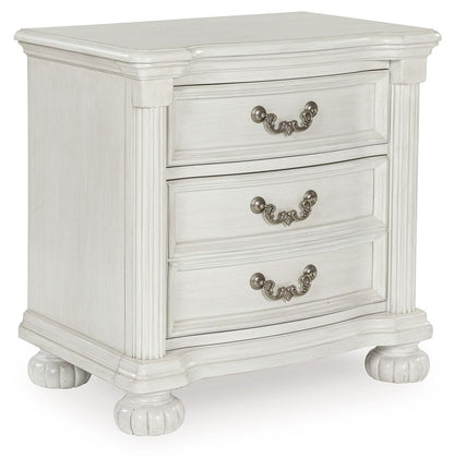 Montelaine - Antique White - Three Drawer Night Stand - Hornell Furniture Outlet