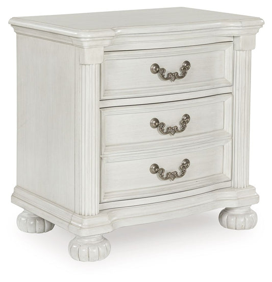Montelaine - Antique White - Three Drawer Night Stand - Hornell Furniture Outlet