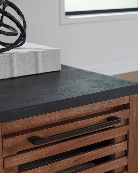 Kallari - Warm Brown / Black - Chair Side End Table - Hornell Furniture Outlet