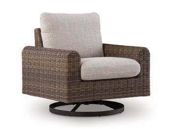 Dolan Creek - Swivel Lounge With Cushion - Gray / Brown - Hornell Furniture Outlet