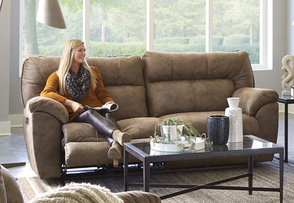 Hollins - 88" Power Reclining Sofa - Coffee - Hornell Furniture Outlet