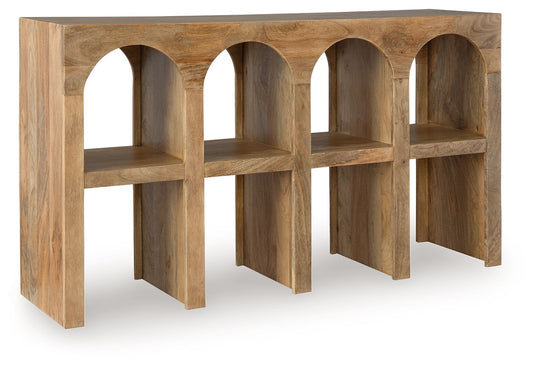 Luzmanacy - Natural Brown - Console Sofa Table - Hornell Furniture Outlet