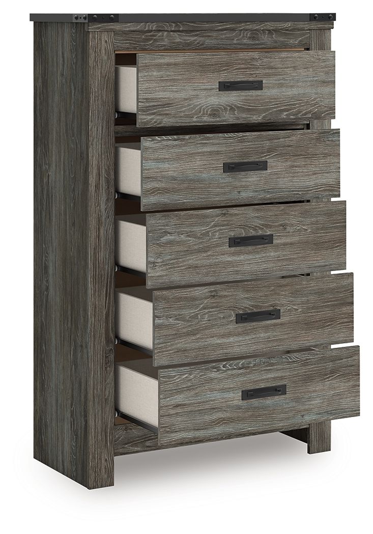 Frandern - Gray - Five Drawer Chest - Hornell Furniture Outlet