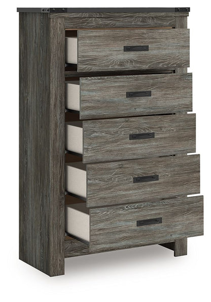 Frandern - Gray - Five Drawer Chest - Hornell Furniture Outlet