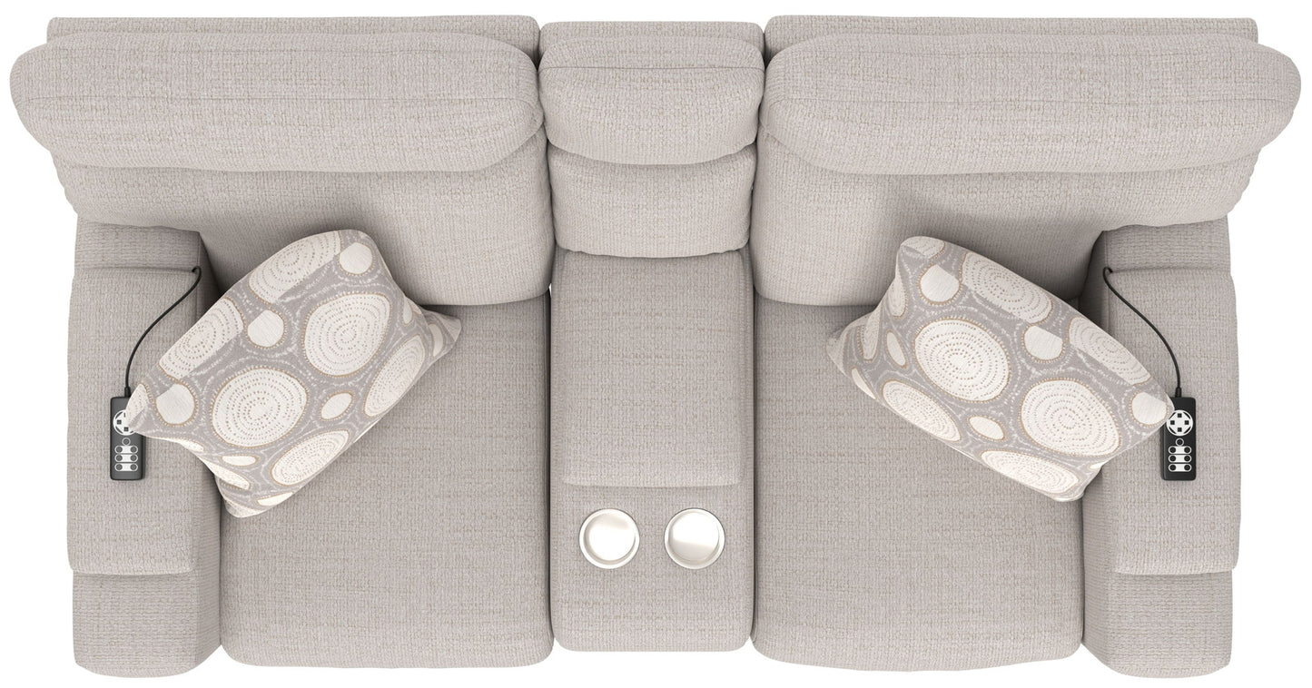 Sanctuary - Health & Wellness Power Reclining Console Loveseat With Power Adjustable Headrest And Lumbar / Therapeutic Heat & Massage - Winter - Hornell Furniture Outlet