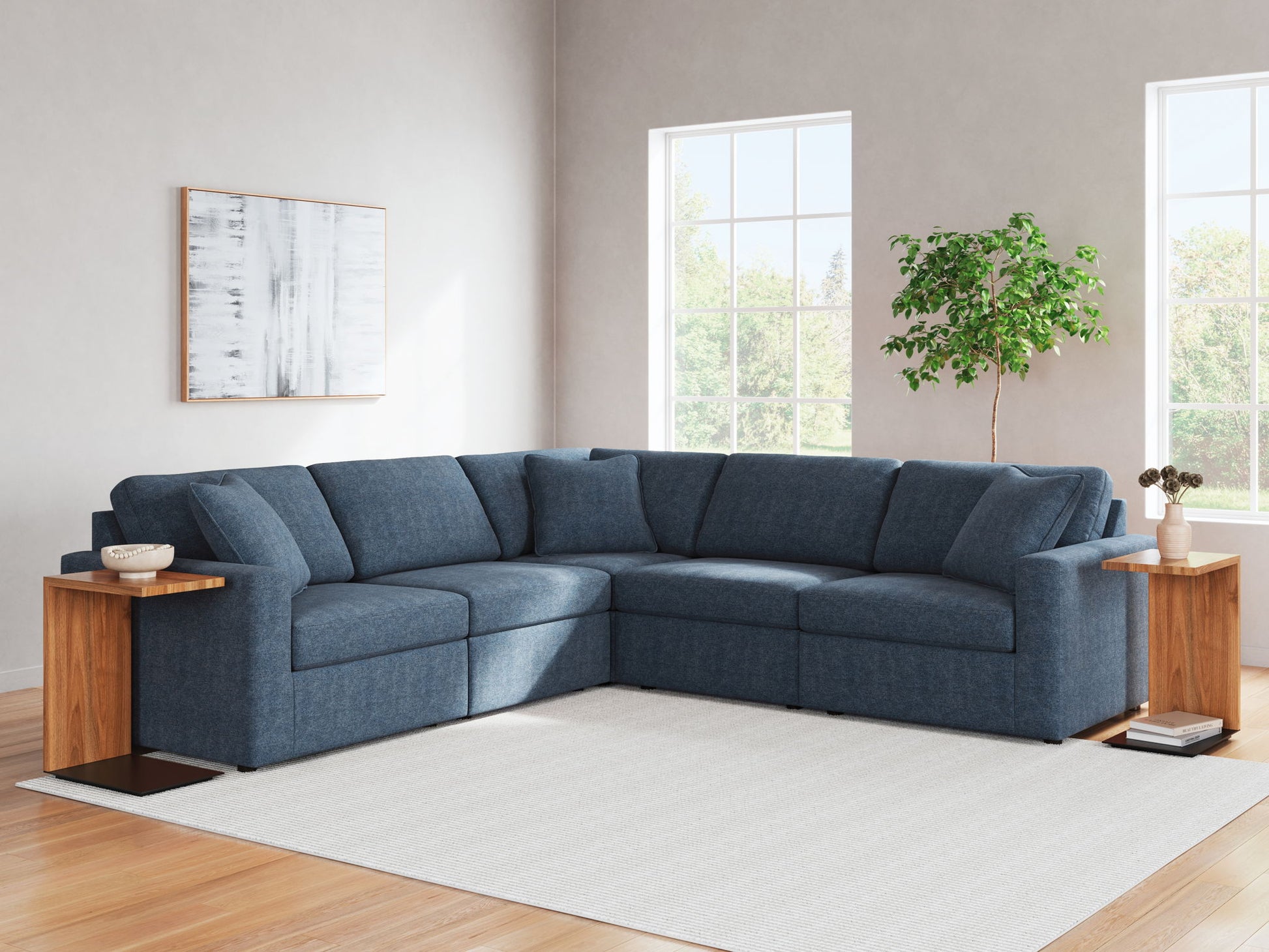 Modmax - Ink - 5 - Piece Sectional - Fabric - Hornell Furniture Outlet