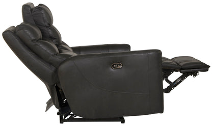 Bosa - Leather Power Reclining Loveseat - Charcoal - Hornell Furniture Outlet