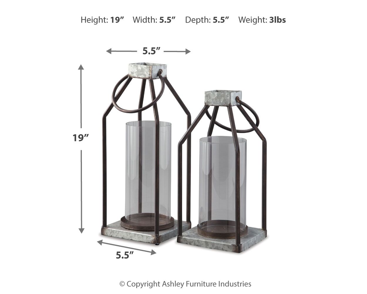 Diedrick - Lantern Set (Set of 2) - Gray / Black - Hornell Furniture Outlet
