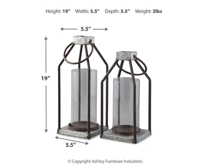 Diedrick - Lantern Set (Set of 2) - Gray / Black - Hornell Furniture Outlet