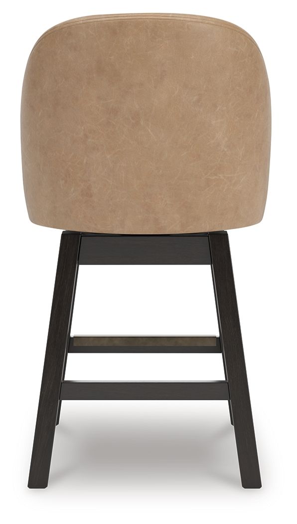 Neymorton - Upholstered Swivel Faux Leather Barstool (Set of 2) - Dark Grayish Brown - Hornell Furniture Outlet