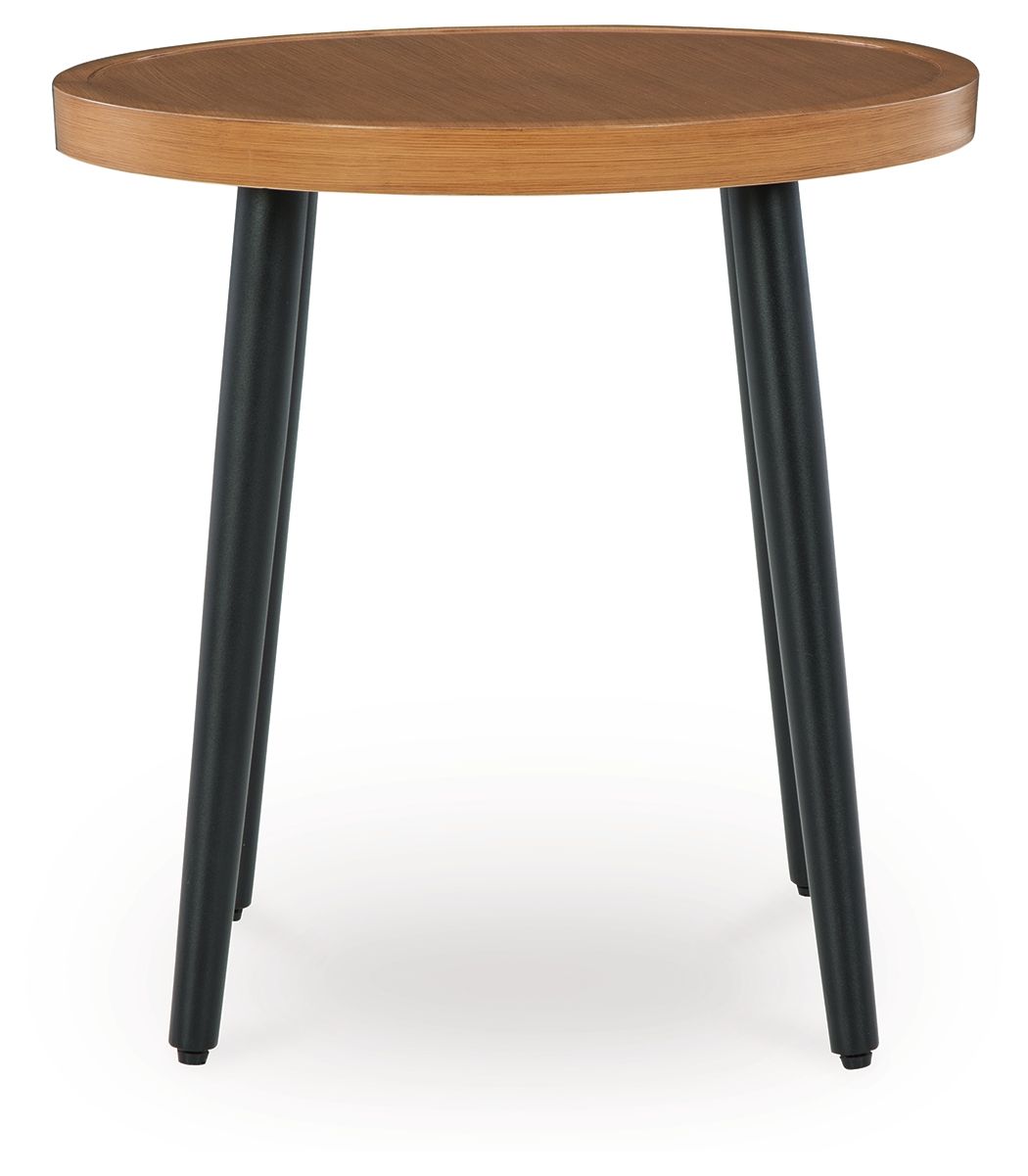 Horizon Hall - Two - tone Brown - Round End Table - Hornell Furniture Outlet