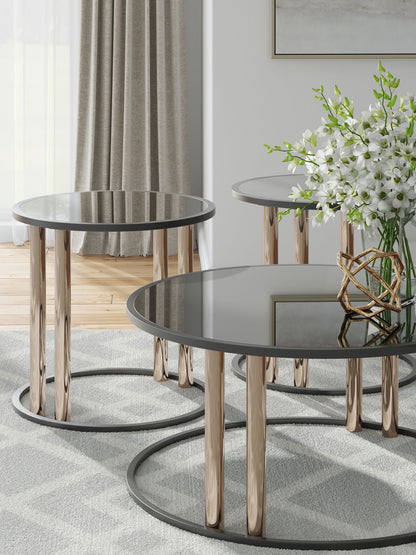 Hannerly - Black / Gold Finish - Occasional Table Set (Set of 3) - Hornell Furniture Outlet
