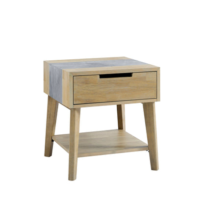 Calgary - Sintered Stone Inlay Side Table - Brown - Hornell Furniture Outlet